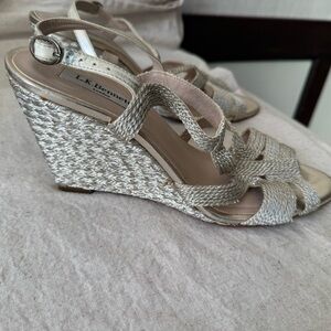 LK Bennett Metallic Woven Wedges